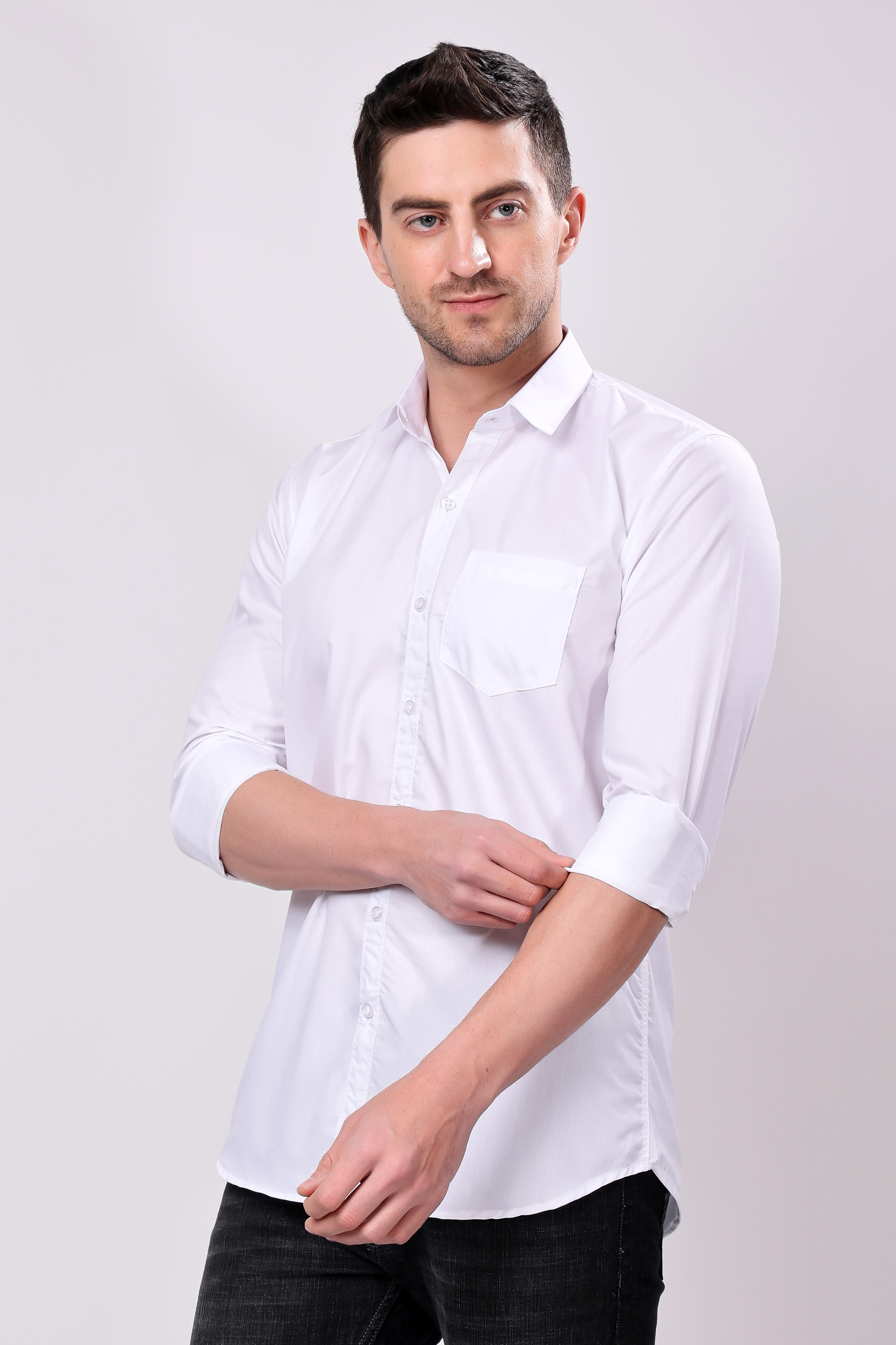 MENS WHITE STAIN PROOF-SHIRT
